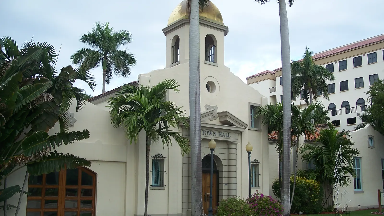 The historic Boca Raton Old City Hall building on a clear day