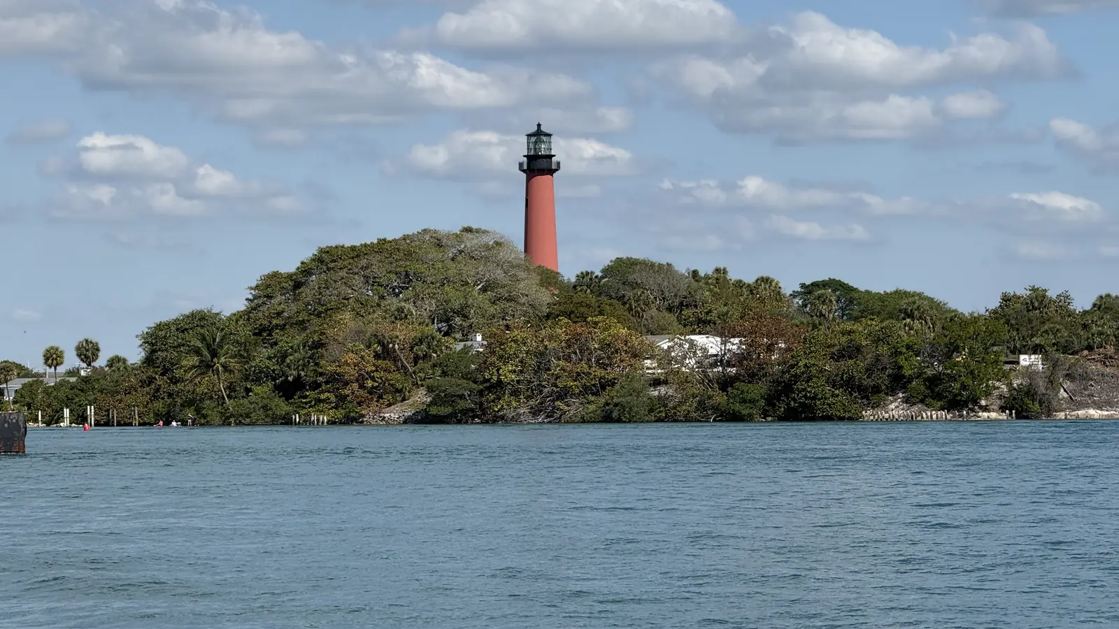 Jupiter Inlet Lighthouse, seen across the inlet from DuBois Park in Jupiter, Florida