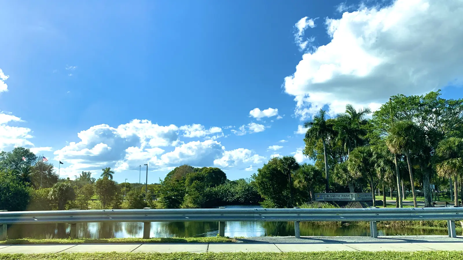 A lake at C. B. Smith Park in Pembroke Pines, Florida