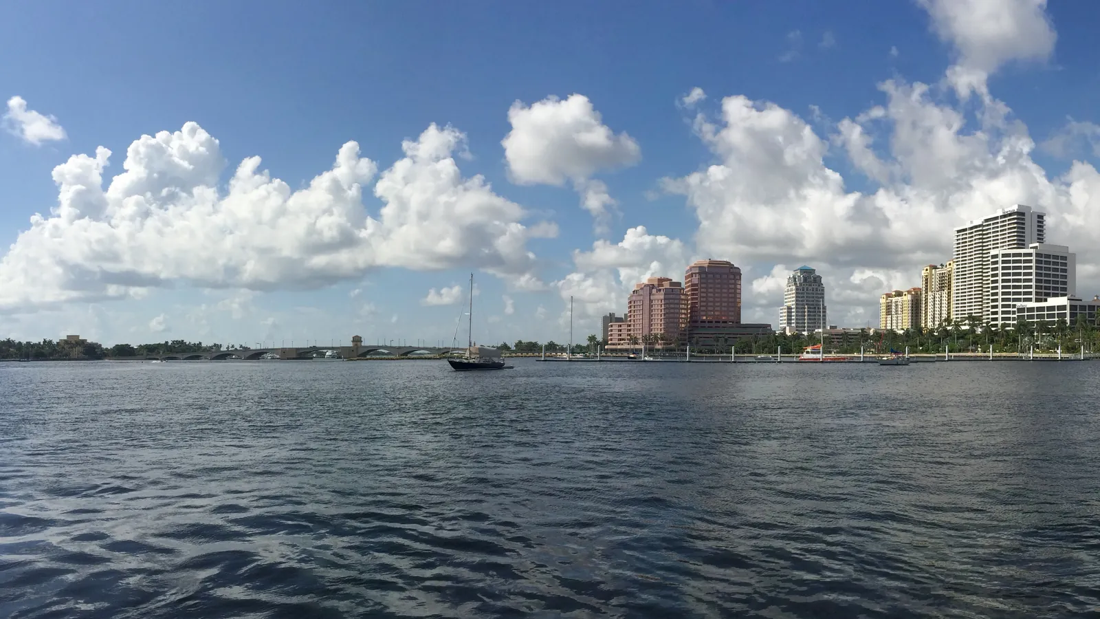 The West Palm Beach downtown skyline across the Intracoastal Waterway